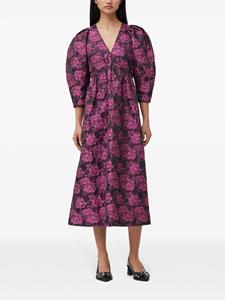 GANNI Midi-jurk met pofmouwen en jacquard - Roze