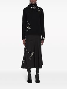 Jil Sander sequin-embroidered asymmetric flared midi skirt - Zwart