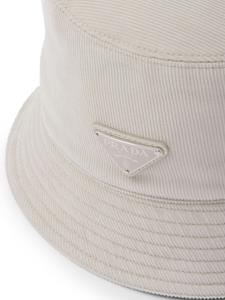 Prada enamel triangle-logo corduroy bucket hat - Beige