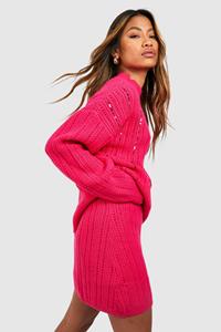 Boohoo Gebreid Mini Rokje, Hot Pink