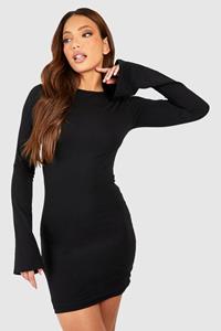 Boohoo Tall Premium Super Soft Flare Cuff Mini Dress, Black