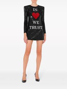 Moschino In Love We Trust mini-jurk verfraaid met pailletten - Zwart