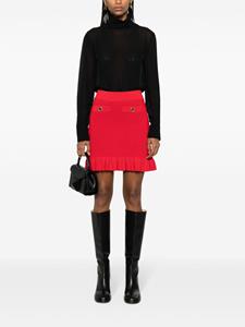 PINKO ruffle-hem knitted miniskirt - Rood
