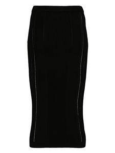 Balmain ribbed-knit midi skirt - Zwart