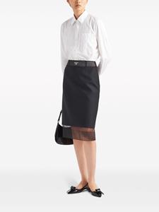 Prada Gelaagde wollen rok met logo - Zwart