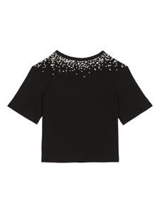 dolce&gabbanakids Dolce & Gabbana Kids T-shirt met stras - Zwart