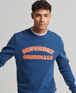 Superdry Mannen Klassiek Vintage Cooper Sweatshirt met Ronde Hals Blauw