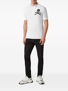 philippplein Philipp Plein Poloshirt met doodskopprint - Wit