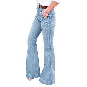 SMAP Mode-casual jeansbroek met middentaille en zak. Denim casual broek