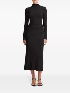 Vince Flared midi-jurk met ruches - Zwart