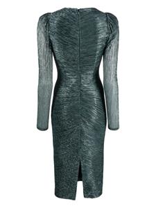 NISSA Lurex midi-jurk met ruches - Groen