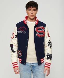 Superdry Mannen College Varsity Bomberjack met Patches Blauw