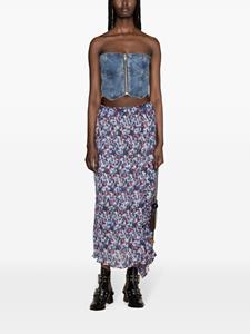 GANNI Midi-plooirok met bloemenprint - Blauw