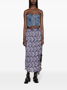 GANNI floral-print pleated midi skirt - Blauw