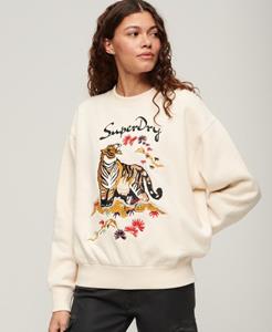 Superdry Vrouwen Suika Geborduurd Sweatshirt met Losse Pasvorm Crème