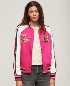 Superdry Vrouwen Suikajan Bomberjack met Borduursel Roze
