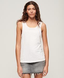 Superdry Vrouwen Tanktop met Lage, Uitgesneden Ronde Hals Wit