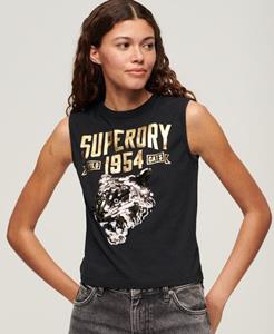 Superdry Vrouwen Archive Aansluitende Tanktop met Versieringen Zwart