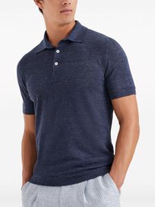 brunellocucinelli Brunello Cucinelli Poloshirt met geribde kraag - Blauw