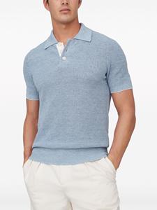 brunellocucinelli Brunello Cucinelli Ribgebreid poloshirt - Blauw
