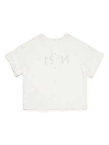nº21kids Nº21 Kids T-shirt met drukknopen en logoprint - Wit