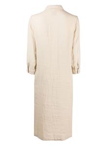 120%lino 120% Lino Linnen maxi-blousejurk - Bruin
