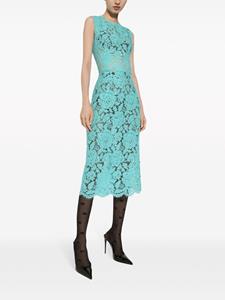 dolce&gabbana Dolce & Gabbana Mouwloze midi-jurk met bloemenkant - Blauw