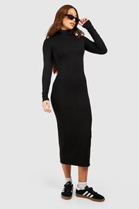 Boohoo Tall Premium Super Soft Roll Neck Midaxi Dress, Black