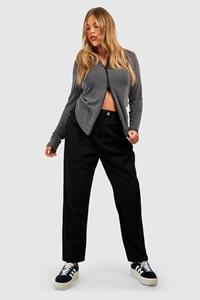 Boohoo Plus High Waist Mom Jeans, Black