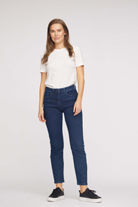 LAURIE Damen vegan Jeans Charlotte Regular Mittellang Ecolabel Dunkelblau Denim