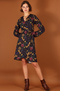 ManduTrap Damen vegan Wickelkleid Lanah Schwarz