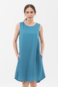 ORGANICATION Damen vegan Ärmelloses Lockeres Kleid Blau