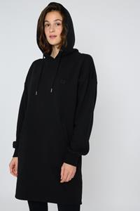 THOKKTHOKK Damen vegan Kapuzenkleid Schwarz