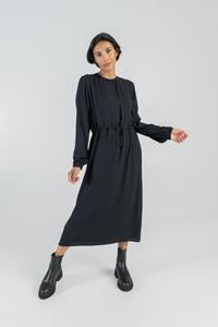 STORY OF MINE Damen vegan Midikleid Mit Unterkleid Schwarz