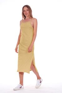RAVENS VIEW IBIZA Damen vegan Kleid Farah Kamelgelb