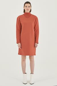 ORGANICATION Damen vegan Sweatkleid Mit Kragen Orange