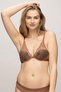 LOVJOI Damen vegan Bh Silber Spitze Wein Warm Braun