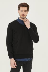 ORGANICATION Herren vegan Strickpullover Mit V-Ausschnitt Schwarz