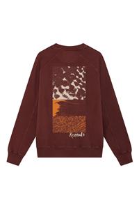 KOMODO Herren vegan Pullover Block Textur Gots Biologisch Baumwolle Rücken Print Rot