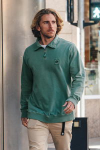 Trendsplant Herren vegan Half Zip-Sweatshirt Sauce Foliage Green