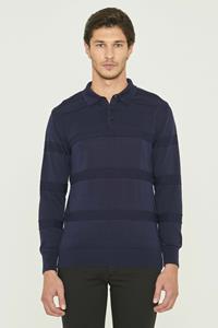 ORGANICATION Herren vegan Polo Langarm Bio-Baumwolle Navy