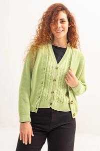 Clotsy Damen vegan Strickjacke Marta Limonengrün