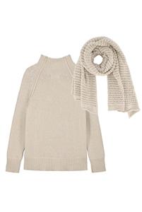 Wolf & Storm Damen vegan Set Pullover + Schal Sand