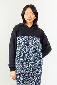 MAHLA Damen vegan Daria Hoodie Blau Leopard
