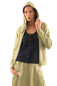 RAVENS VIEW IBIZA Damen vegan Hoodie Zip Vedra Dunkel Aloe Grün