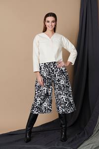 M.R BRAVO Damen vegan Culotte Hose Schwarz Weiß