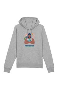Oat Milk Club Damen vegan Unisex Hoodie Green Planet - Grau