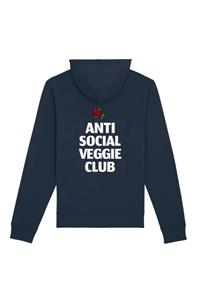 Plant Faced Clothing Damen vegan Hoodie Anti Social Veggie Club Dunkelblau