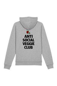 Plant Faced Clothing Damen vegan Hoodie Anti Social Veggie Club Grau
