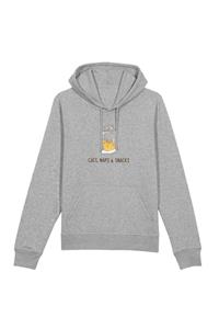 Oat Milk Club Damen vegan Hoodie Katzen, Naps & Snacks Grau